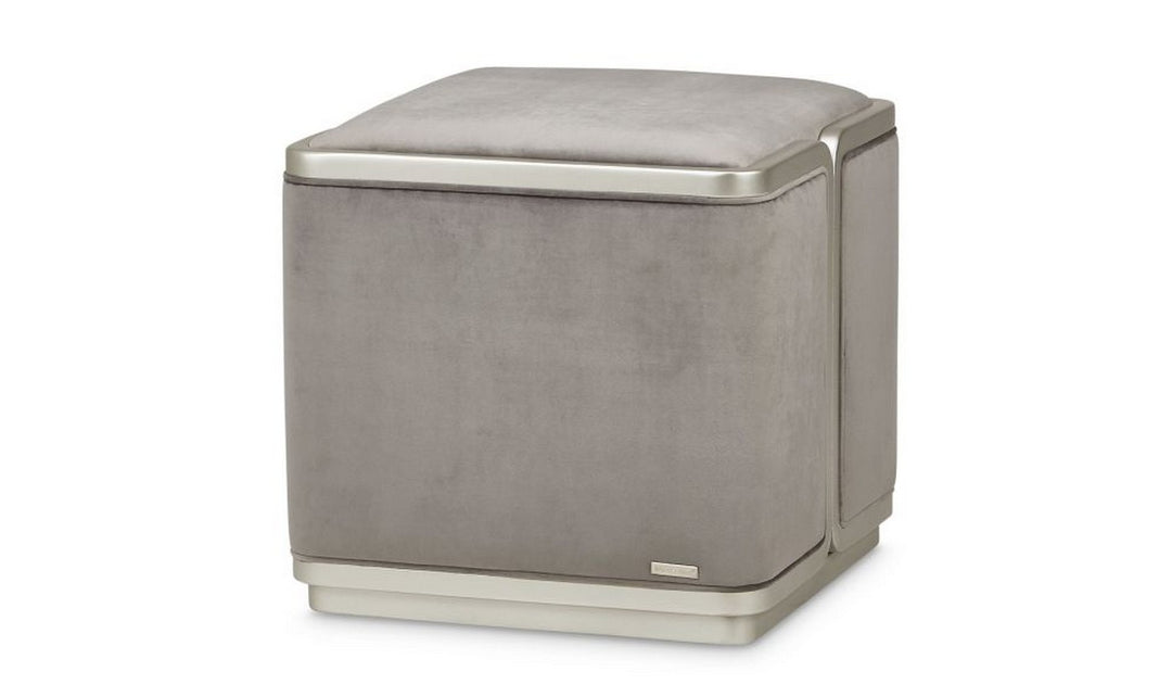 AICO Linea Ottoman Gray Pearl Silver Mist