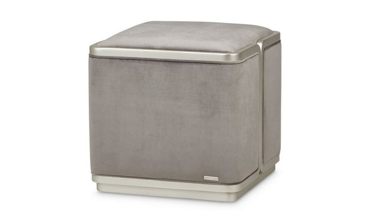 AICO Linea Ottoman Gray Pearl Silver Mist