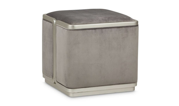 AICO Linea Ottoman Gray Pearl Silver Mist