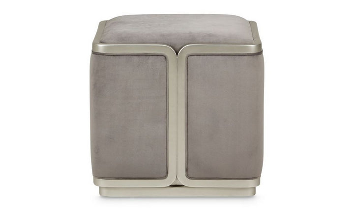 AICO Linea Ottoman Gray Pearl Silver Mist