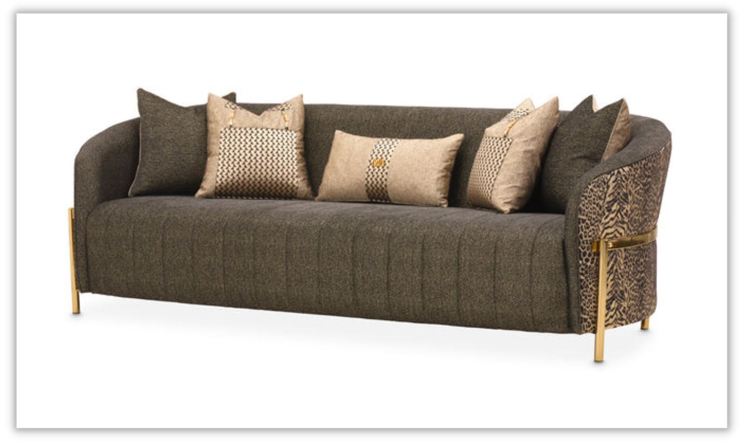 AICO Lisbon Fabric Living Room Set with 5 Accent Pillows