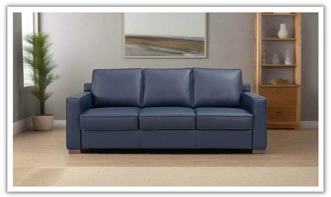 Leather Italia Logan 3-seater Queen Sleeper Sofa In Blue Oxford Leather Italia Logan 3-seater Queen Sleeper Sofa In Blue Oxford
