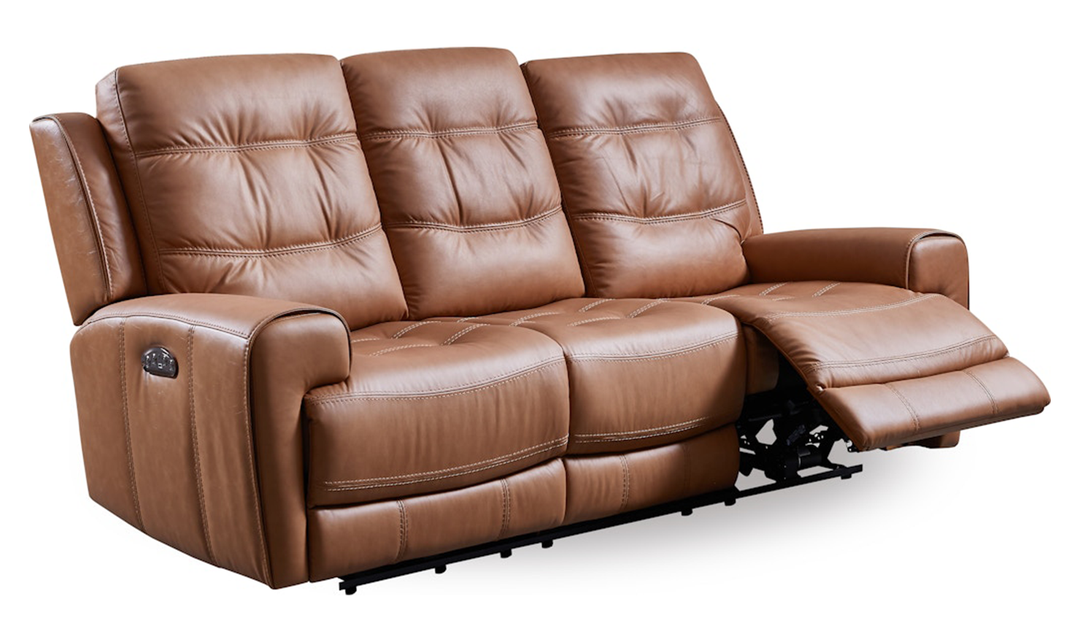 London 3-Seater Brown Leather Recliner Sofa