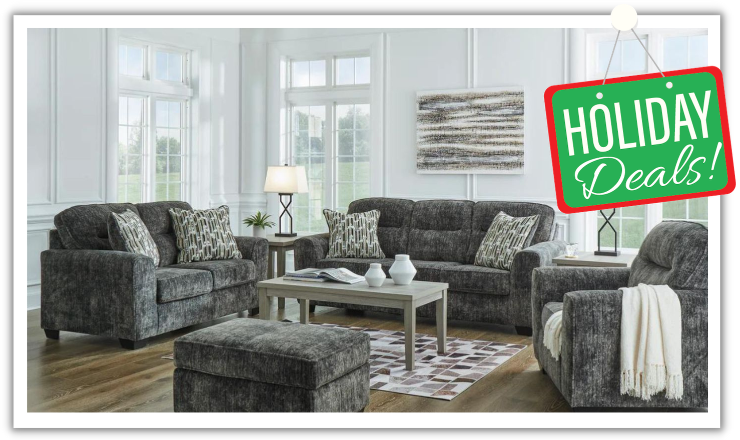 Modern Heritage Lonoke Fabric Living Room Set with Cushions Arms