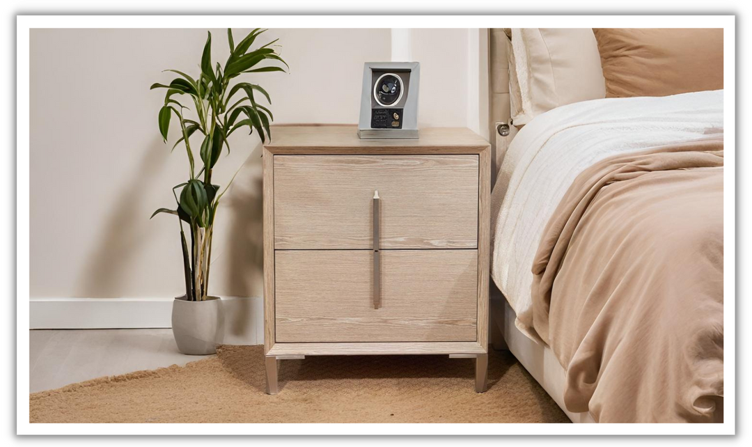 Lotus Bay 2 Drawers Nightstand In Sand Color-jennifer furniture