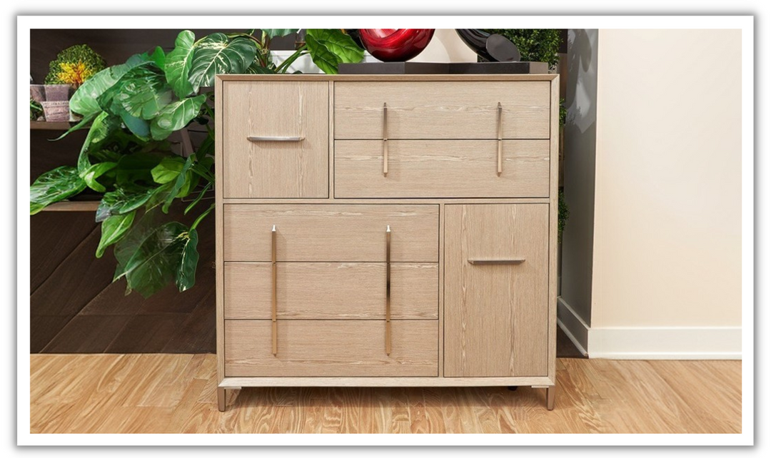 Lotus Bay 5 Drawer & 2 Door Chest in Sand Finish-jennifer furniture