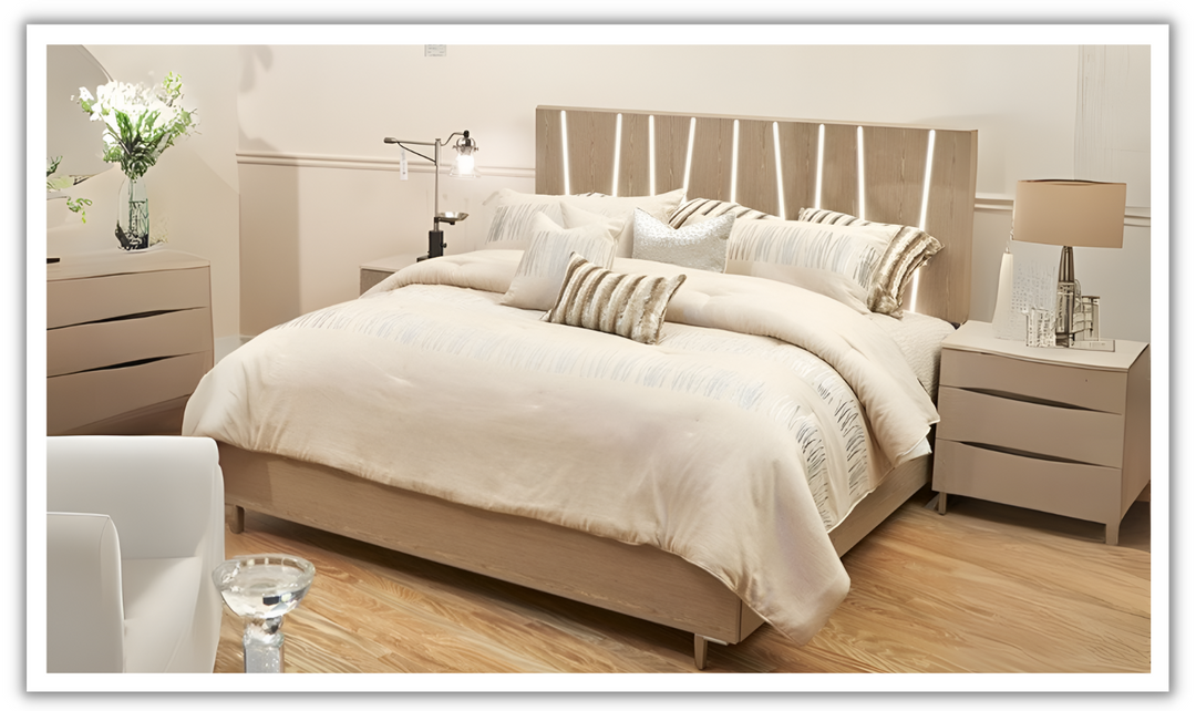 Lotus Bay Panel Bed w/LED Lights-jennifer furniture