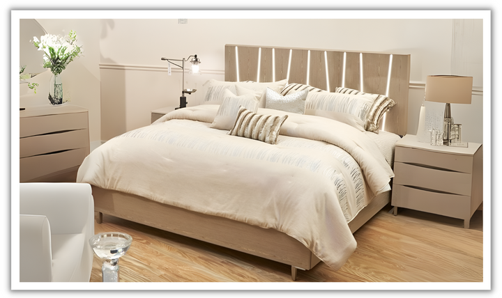 Lotus Bay Panel Bed w/LED Lights-jennifer furniture