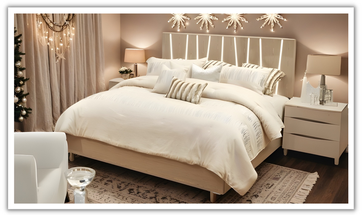 Lotus Bay Panel Bed w/LED Lights-jennifer furniture