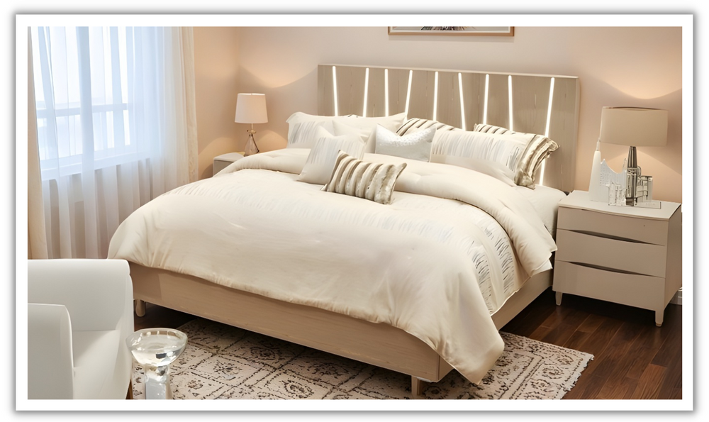 Lotus Bay Panel Bed w/LED Lights-jennifer furniture