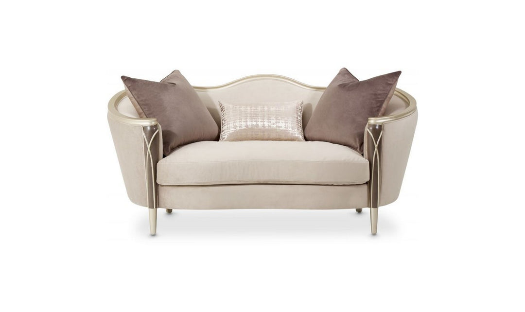 AICO Villa Cherie 2-Seater Fabric Loveseat with Curvy Arms