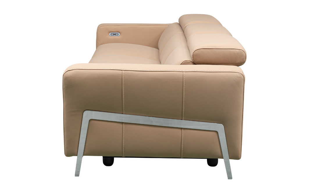 Luca 3 Seater Power Reclining Sofa in Camel With Power Headrest & Footrest