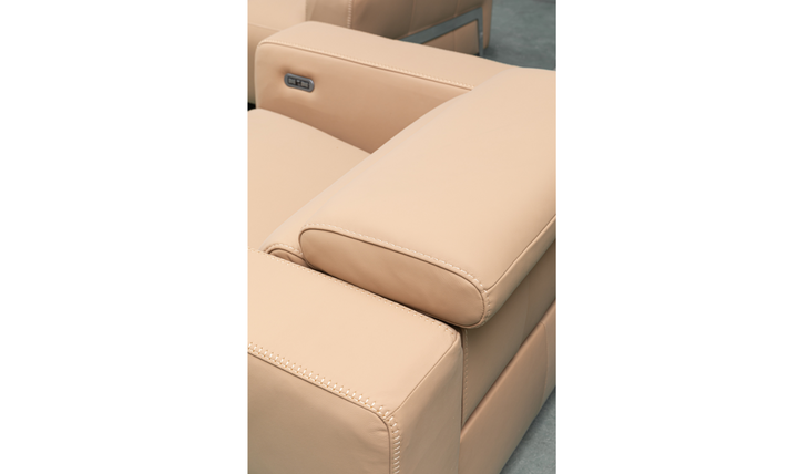 Luca 3 Seater Power Reclining Sofa in Camel With Power Headrest & Footrest