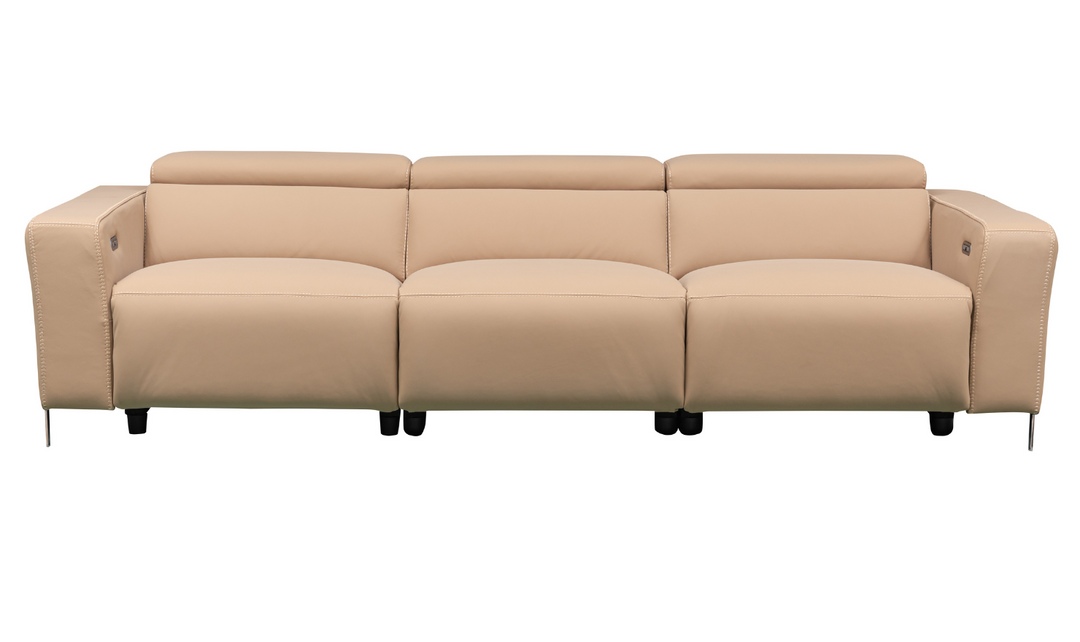 Luca 3 Seater Power Reclining Sofa in Camel With Power Headrest & Footrest