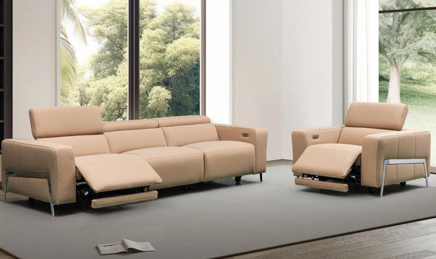 Klaussner Luca 3-Seater Leather Brown Power Reclining Sofa