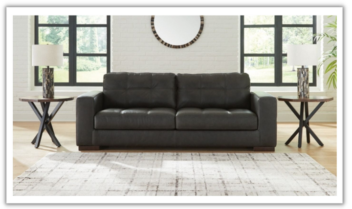 Luigi Black Leather Sofa
