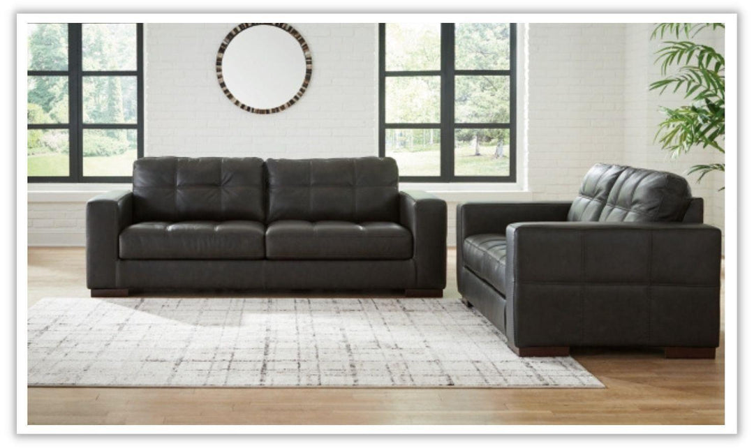 Luigi Black Leather Upholstered Living Room Set