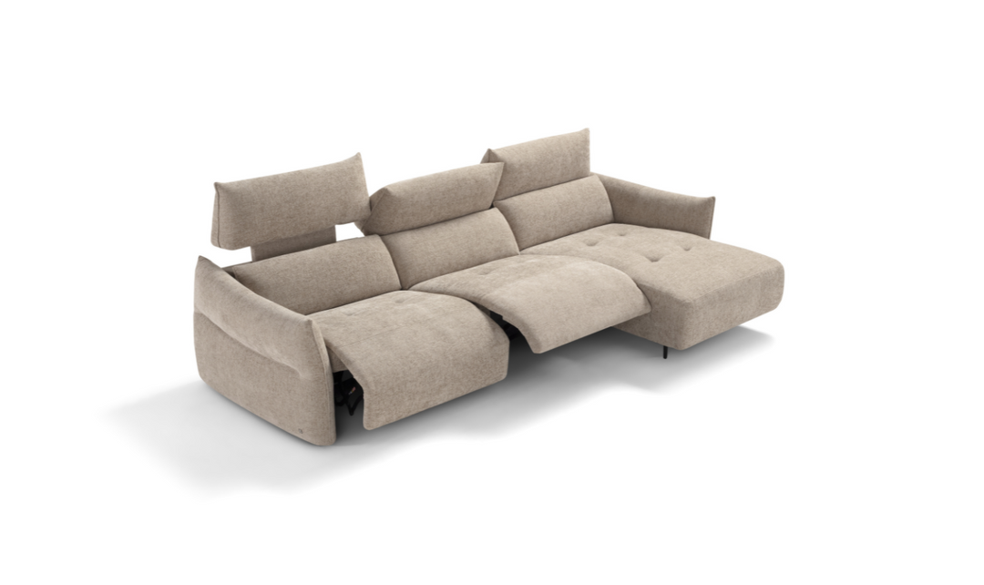 Lumera L-Shape Fabric Power Recliner Sectional Sofa With Adjustable Headrest
