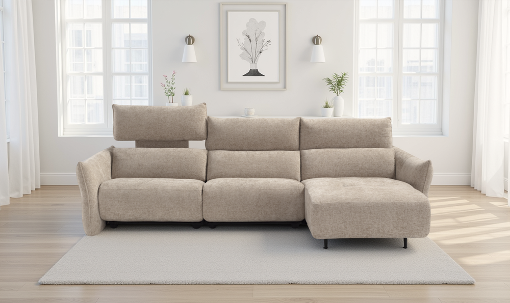 Lumera L-Shape Fabric Power Recliner Sectional Sofa With Adjustable Headrest-jennifer furniture