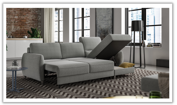 Luonto Delta L-shaped Fabric Sectional Sleeper with storage