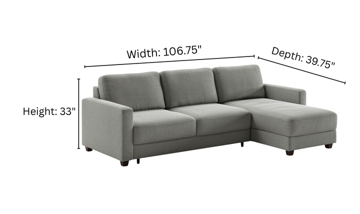 Luonto Hampton L-Shaped Fabric Sectional Sofa Sleeper with Reversible Chaise
