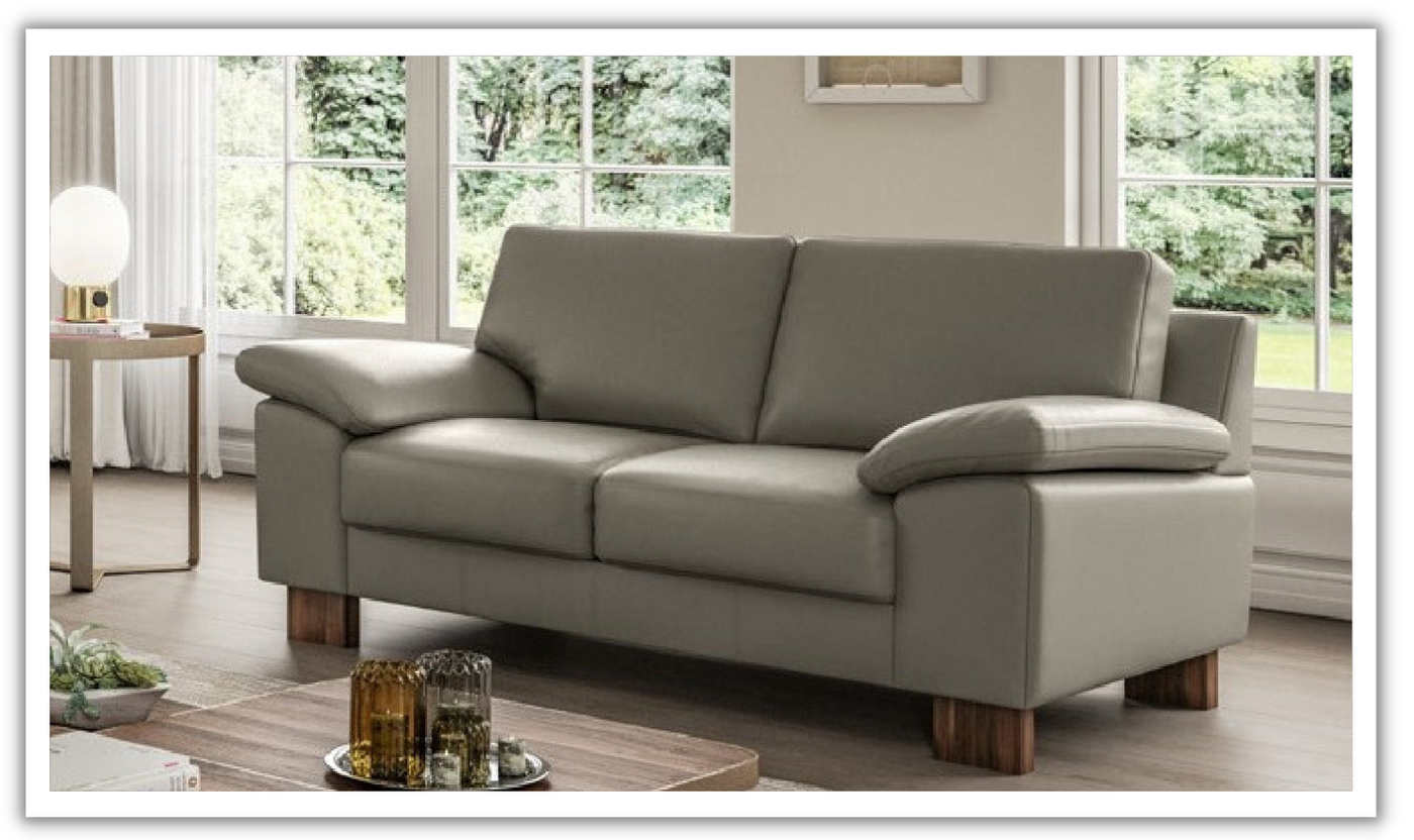 Luonto Poet Leather Upholstered Loveseat with Pillow Top Arms