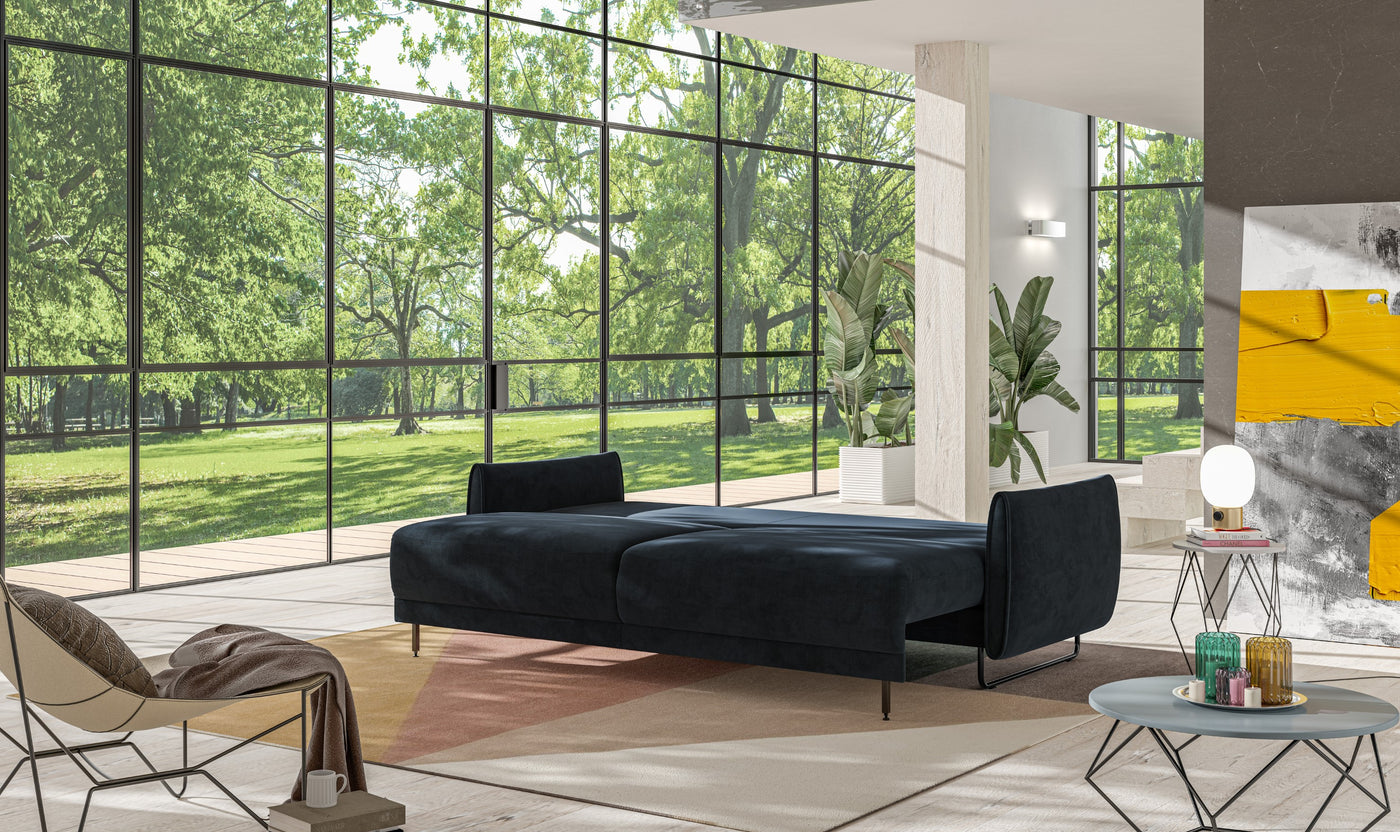 Luonto Dolphin Full-XL Black Sleeper Sofa with Adjustable Seats