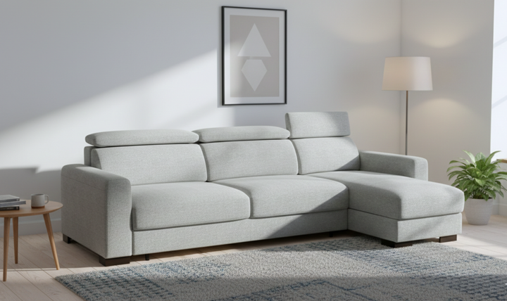 Luonto Elliot Fabric Reversible Chaise Sleeper Sectional Sofa (King/Queen)