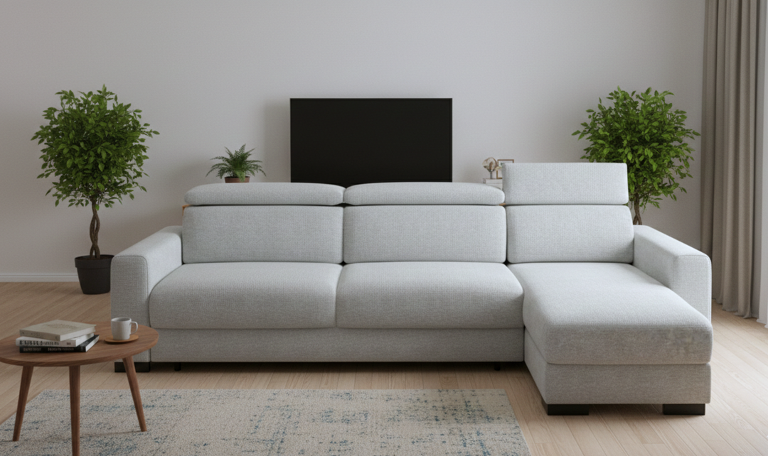 Luonto Elliot Fabric Reversible Chaise Sleeper Sectional Sofa (King/Queen)