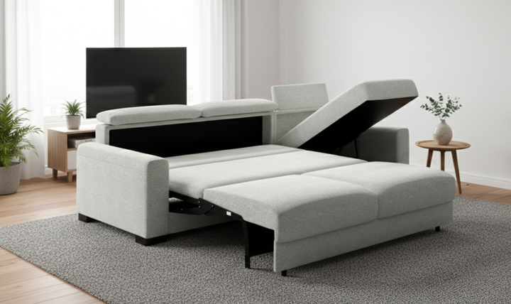 Luonto Elliot Fabric Reversible Chaise Sleeper Sectional Sofa (King/Queen)