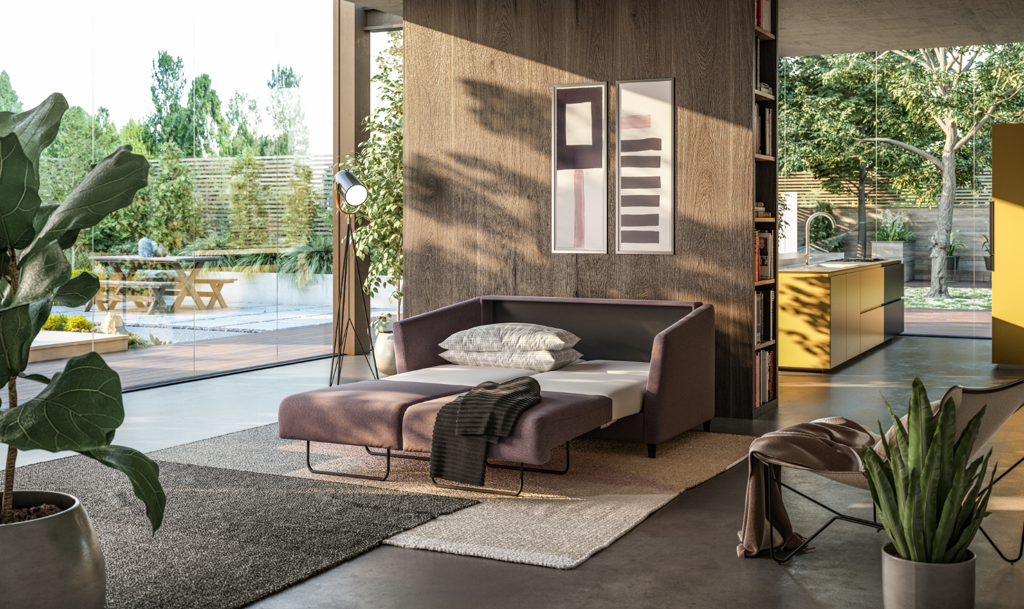 Luonto Erika Dual Motion Fabric Sofa Sleeper With Nest Function-Jennifer Furniture