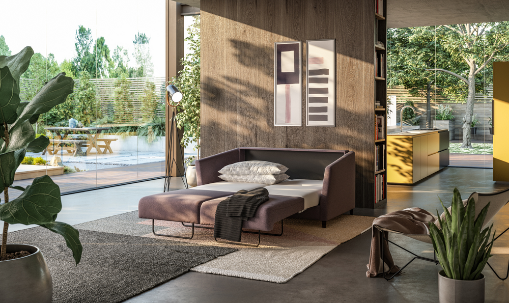 Luonto Erika Dual Motion Fabric Sofa Sleeper With Nest Function-Jennifer Furniture