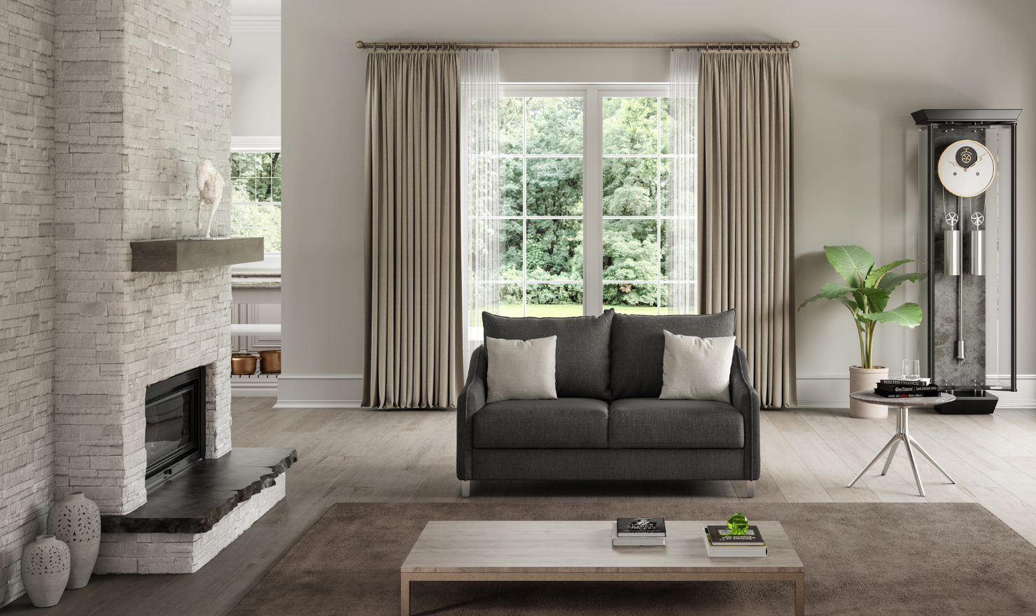 Luonto Ethos Dual Motion Fabric Sleeper Sofa with Foam Mattress