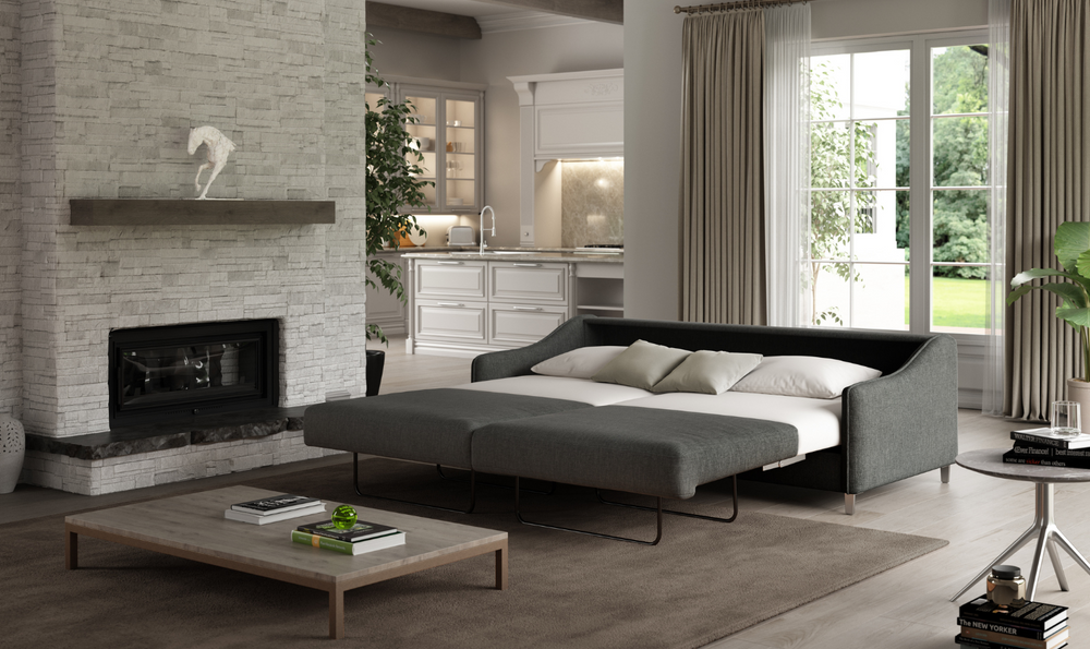 Luonto Ethos Dual Motion Fabric Sleeper Sofa with Foam Mattress-Jennifer Furniture