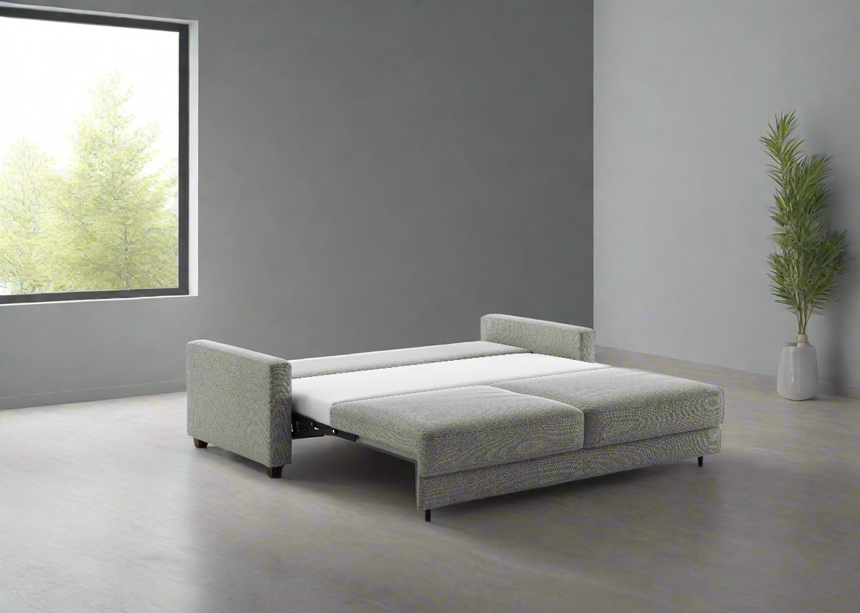 Luonto Hampton Stone Fabric Sleeper Sofa with Foam Mattress-Jennifer Furniture