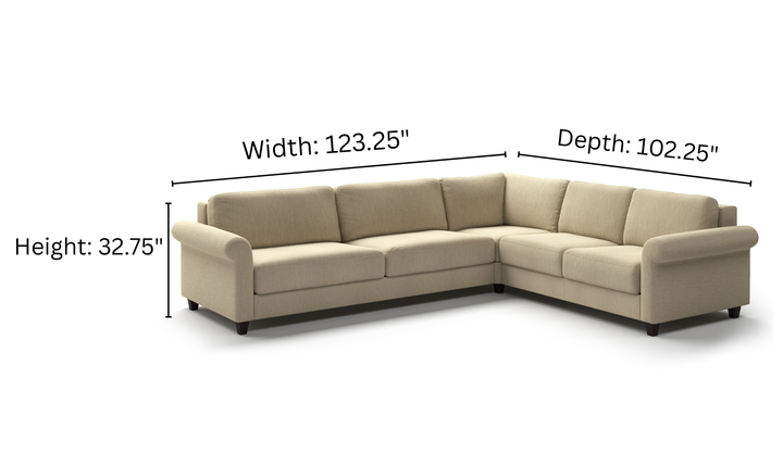 Luonto Hugo L-Shaped Transitional Fabric Sectional Sleeper Sofa in King Size