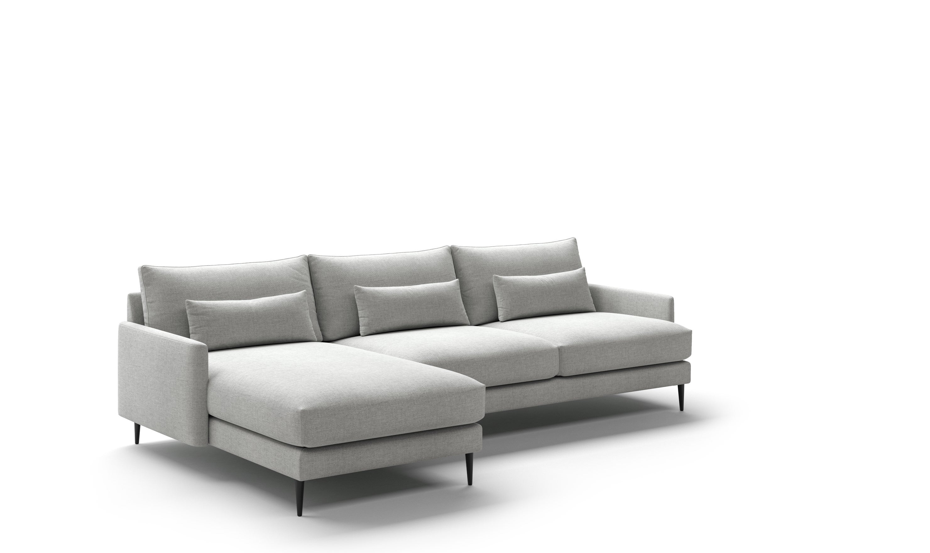 Luonto Liam MTO L-Shaped Beige Fabric Sectional With Reversible Chaise