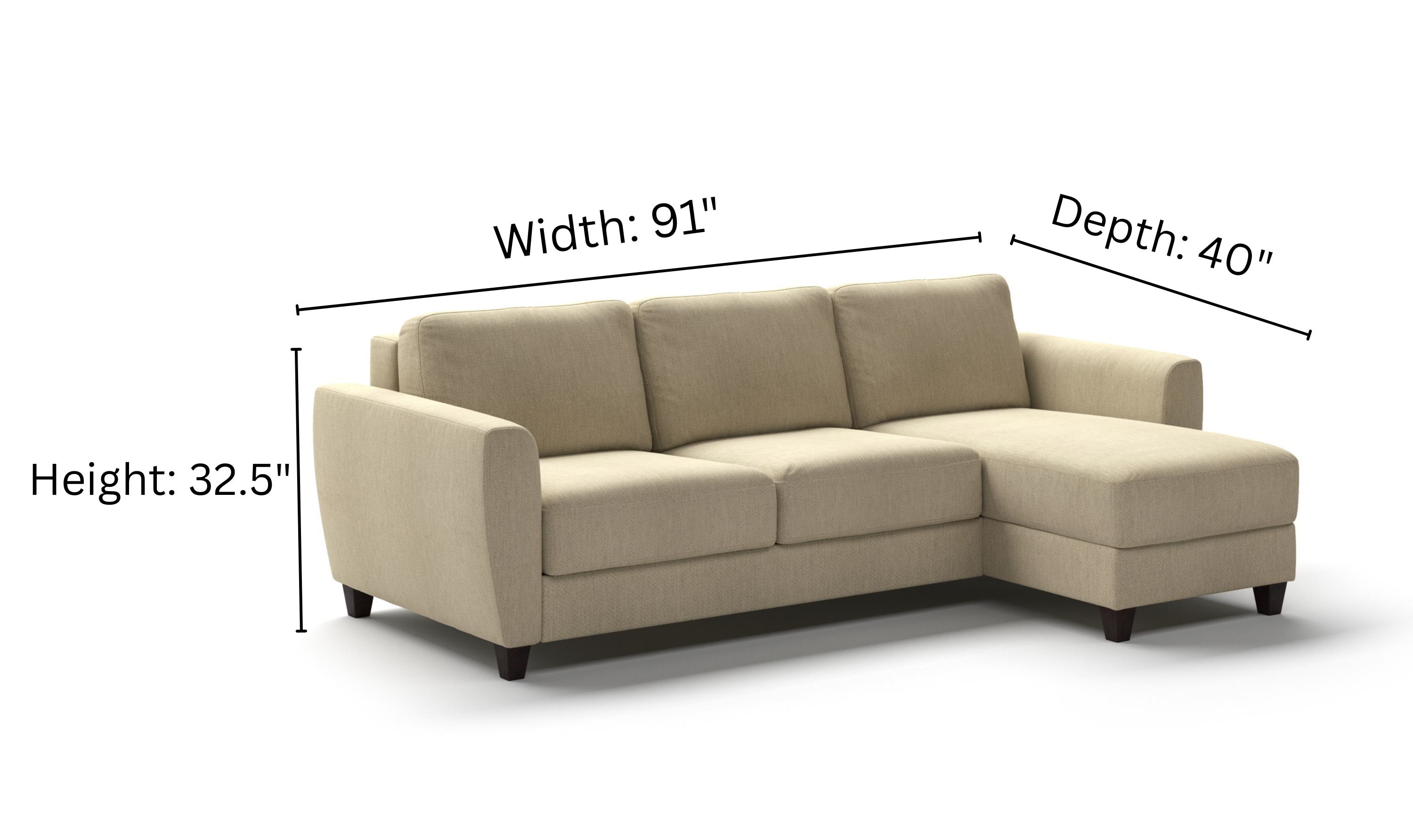 Luonto Made To Order Harper L-shaped Fabric Sectional Sleeper Sofa