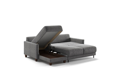 Luonto Martta L-shaped Fabric Full Sectional Sleeper Sofa in Gray