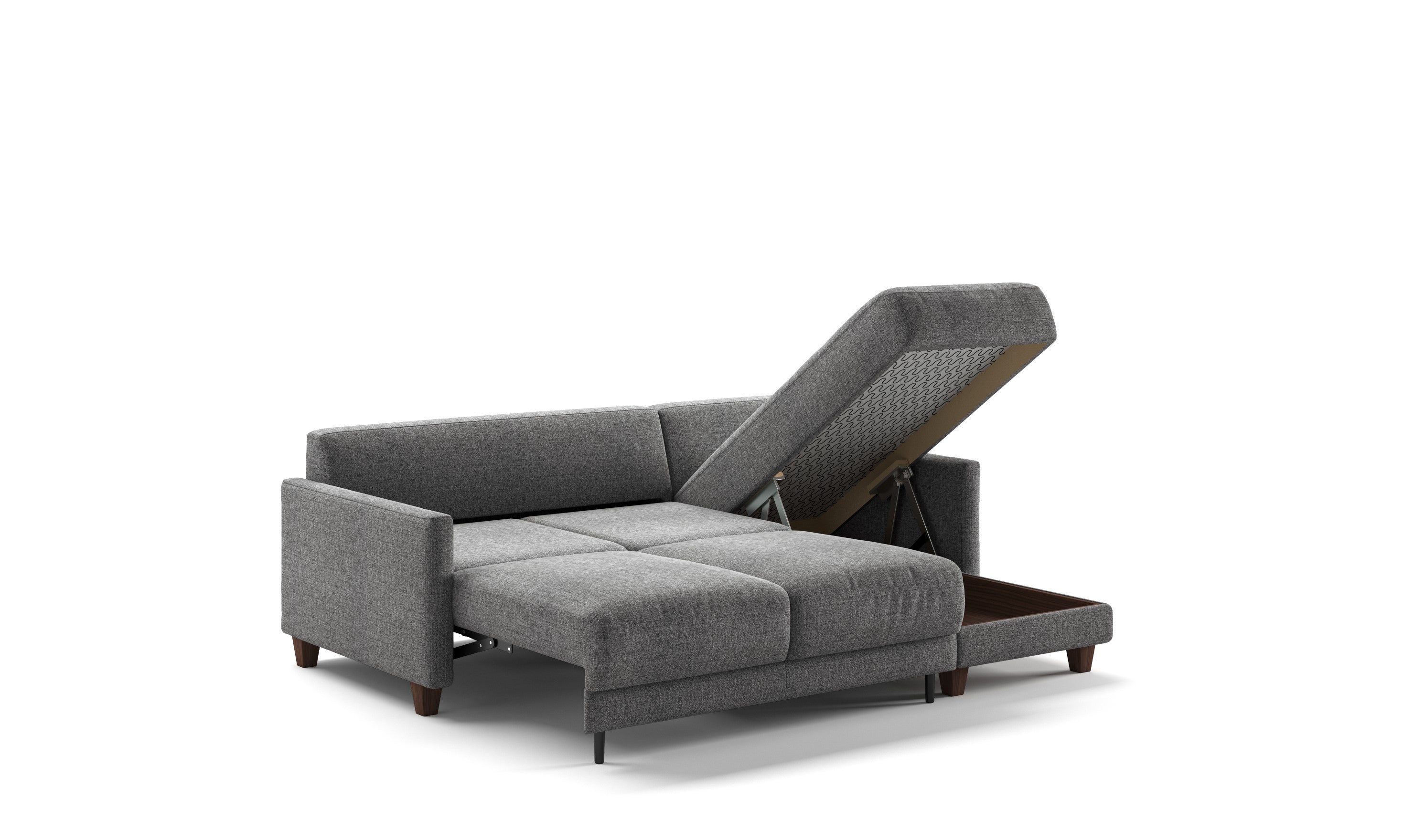 Luonto Martta L-shaped Fabric Full Sectional Sleeper Sofa with Reversible Chaise