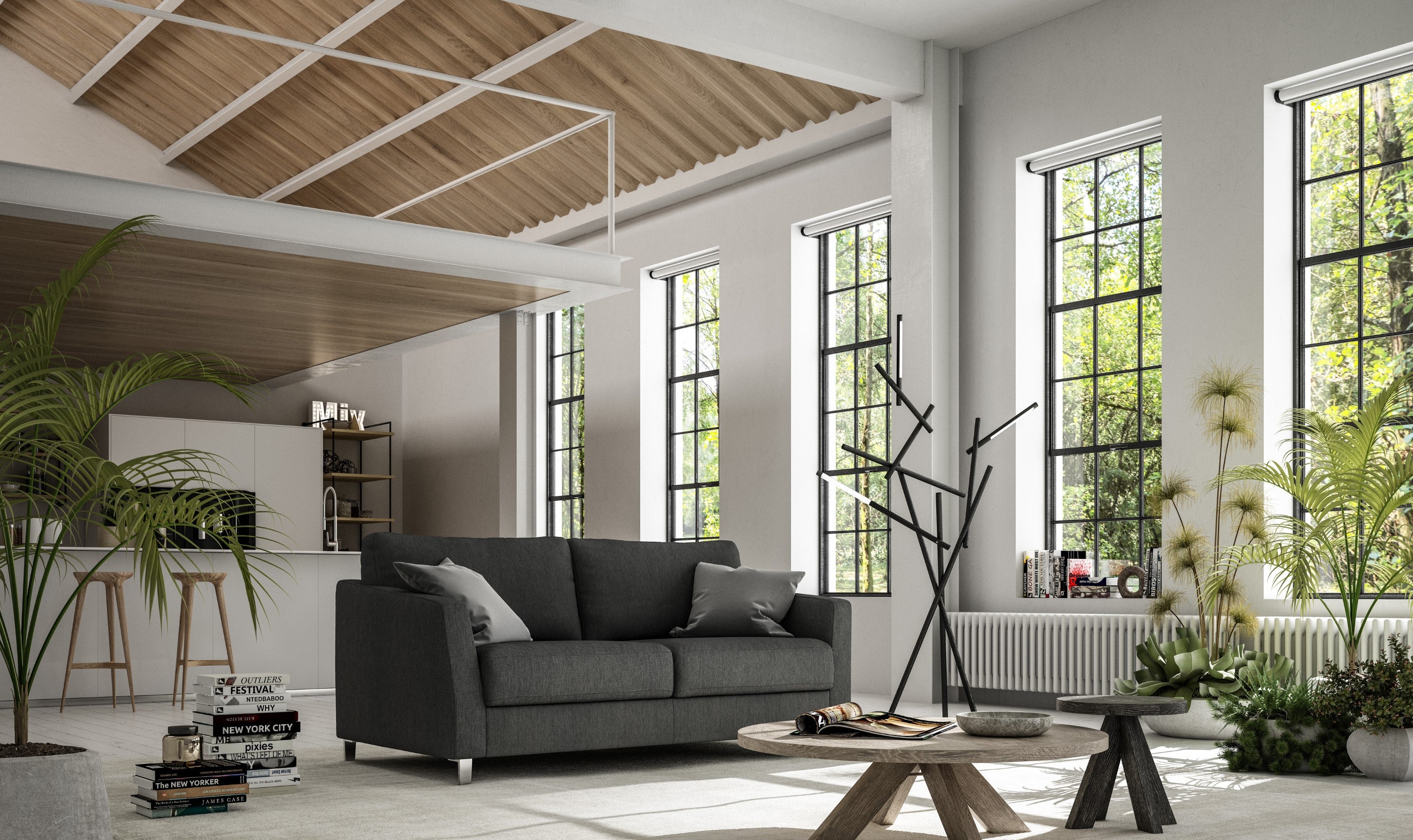 Luonto Monika Fabric Sleeper Sofa with Nest Function-Jennifer Furniture