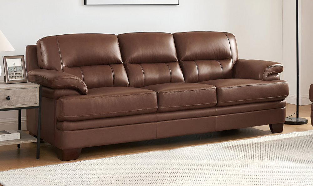 Luxor 3-Seater Leather Sofa With Cushion Arms-Jennifer Furniture