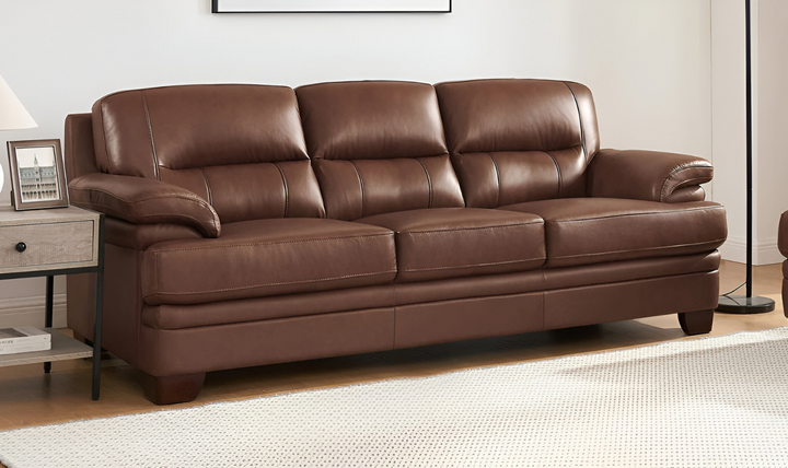 Luxor 3-Seater Leather Sofa With Cushion Arms-Jennifer Furniture