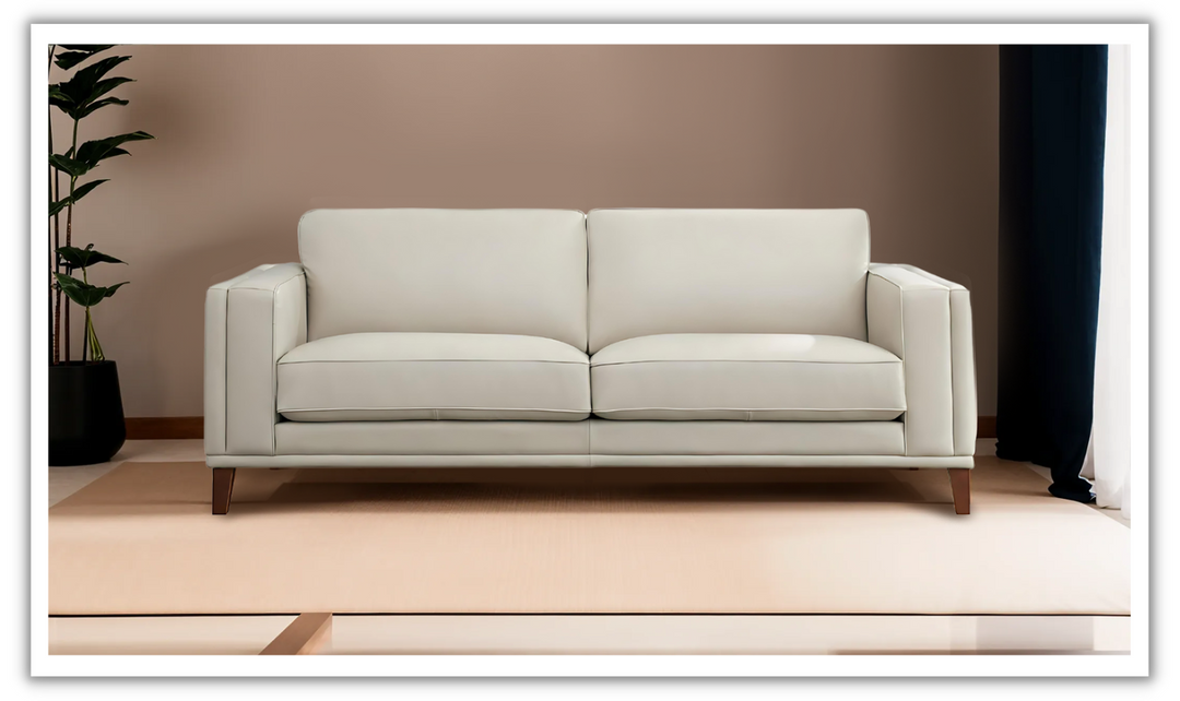 Lyon 2 Seater Leather Sofa In White Jennifer Furniture