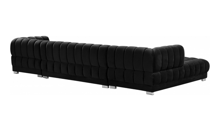 Meridian Furniture Gwen Velvet Upholstered 3pc. Sectional Sofa With Gold and Chrome Leg
