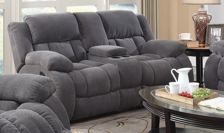 MOTION CHARCOAL LOVESEAT W/ CONSOLE