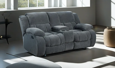 MOTION CHARCOAL LOVESEAT W/ CONSOLE