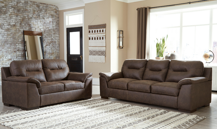 Maderla 3-Seater Leather Sofa With Pillow Top Arms