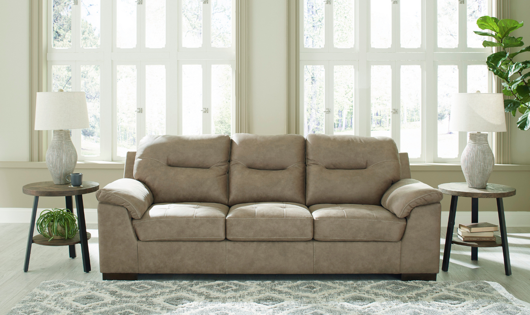 Maderla 3-Seater Leather Sofa With Pillow Top Arms