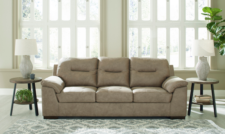 Maderla 3-Seater Leather Sofa With Pillow Top Arms